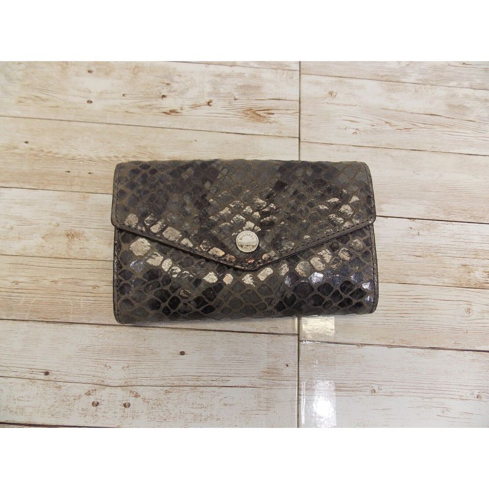 Michael Kors Snake Print Leather Wallet CrossBody Missing Strap Bag Purse‎